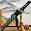 Handmade Damascus Steel Roasted Blue Japanese Tanto Short Katana With Cloud Pattern Tsuba Real Tanto Sharped