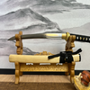 Handmade 1095 Steel Japanese Tanto Clay tempered with Golden Tsuba Real Tanto Sharped