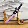 Handmade Twist Folded Steel Japanese Tanto With Ring Tsuba and purple Scabbard Real Tanto Sharped ring