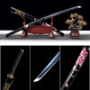 Handmade High Carbon Steel Full Tang Real Japanese Katana With Pink Cherry Black Sheath