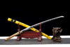 Handmade Manganese Steel Full Tang Real Japanese Katana With Glossy Portrait Yellow Sheath