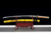 Handmade Manganese Steel Full Tang Real Japanese Katana With Glossy Portrait Yellow Sheath