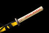 Handmade Manganese Steel Full Tang Real Japanese Katana With Glossy Portrait Yellow Sheath