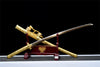 Handmade Spring Steel Full Tang Real Japanese Katana With Gold Phoenix Leather Sheath