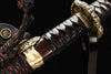 Handmade Damascuc Steel Full Tang Real Japanese Katana With Brown Ebony Sheath Clay Tempered