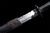 Handmade Manganese Steel Full Tang Real Japanese Katana With Black Leather Sheath